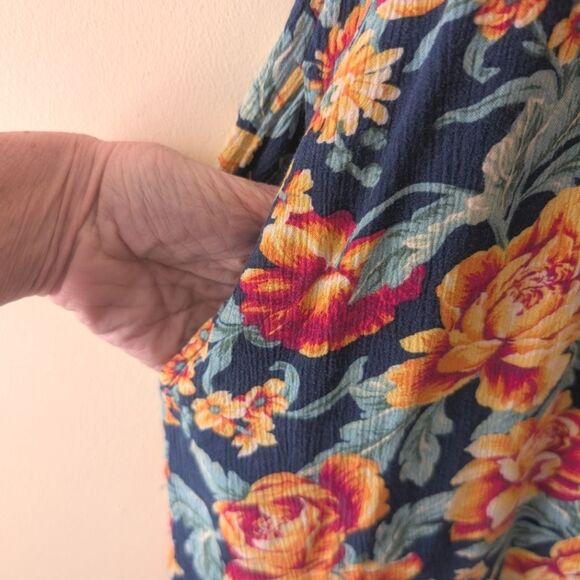 American Eagle Braided Floral Mini Dress Swing Pockets Size Large - Picture 9 of 9